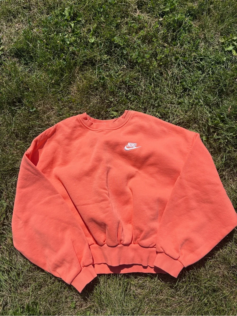 Nike Girls Large Crewneck Sweatshirt Orange Embroidered Swoosh